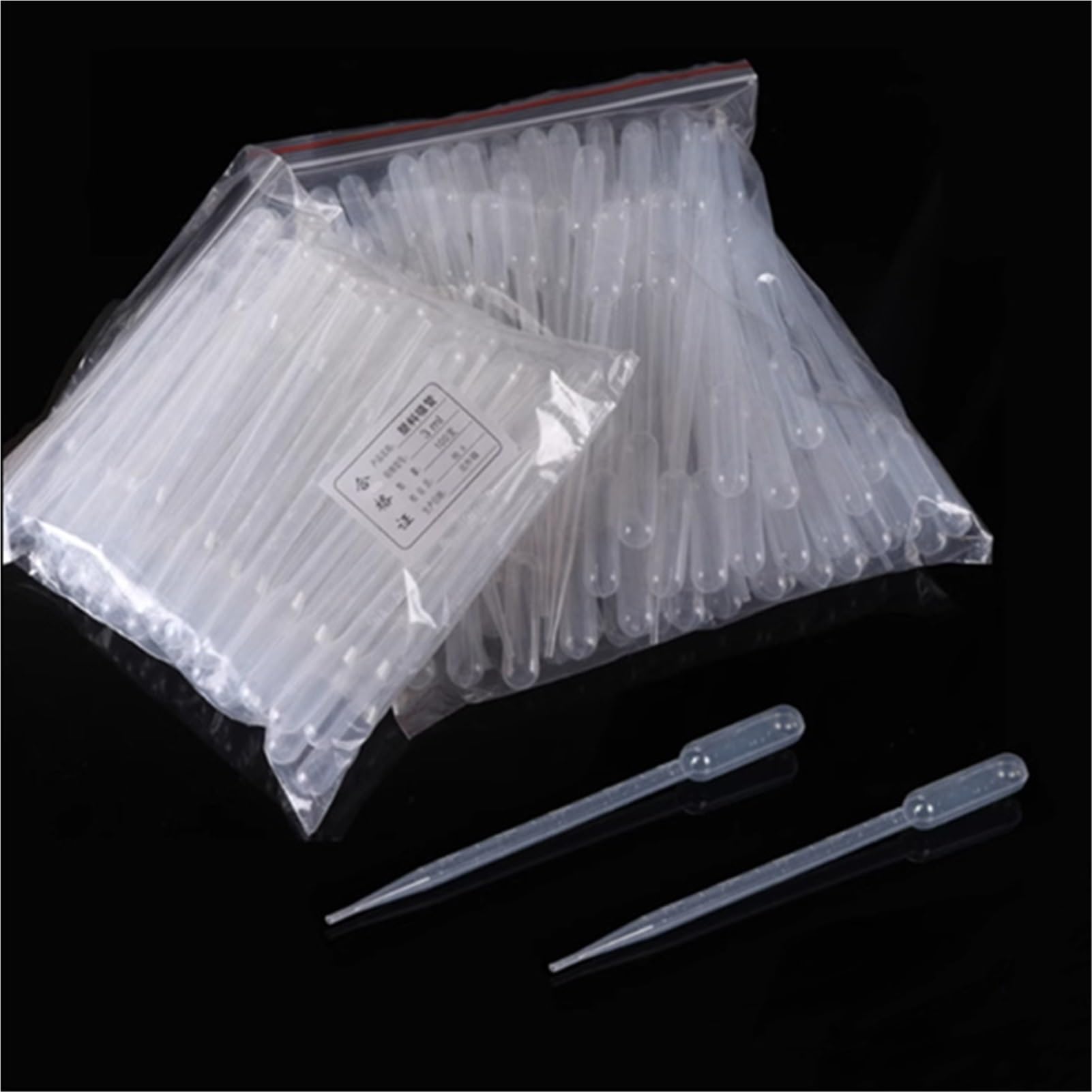 100 pipetas de plástico para laboratorio de 1 ml, 2 ml, 3 ml, 3 ml, 5 ml, 10 ml, pipetas de plástico para experimentos escolares (10 ml, 100 unidades)