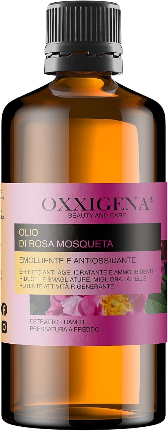 Oxxigena - 100% czysty olejek różany z kamienia różowego, opakowanie 1000 ml, uniwersalny nawilżacz do suchej i popękanej skóry, idealny przeciw zmarszczkom, bliznom, paznokciom lub włosom