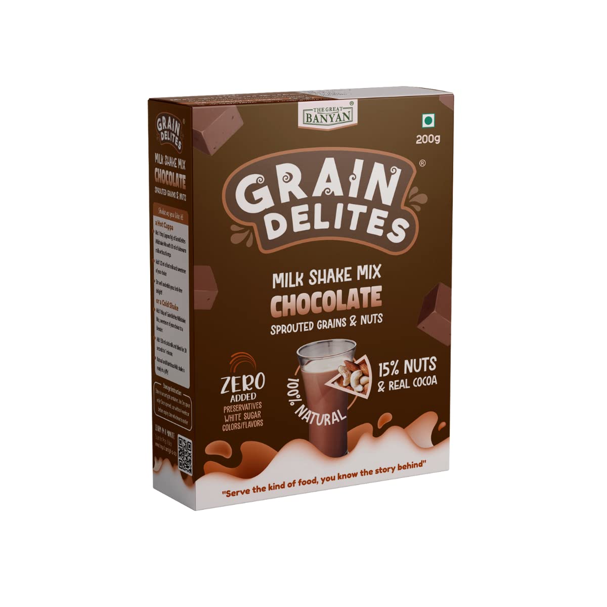 The Great Banyan GrainDelites Sprouted Grains & Nuts Chocolate Milkshake Mix | 200g | No Refined Sugar | 15% Real Almonds & Cashews | Healthy Milk Mix for Kids & Adults-image-15