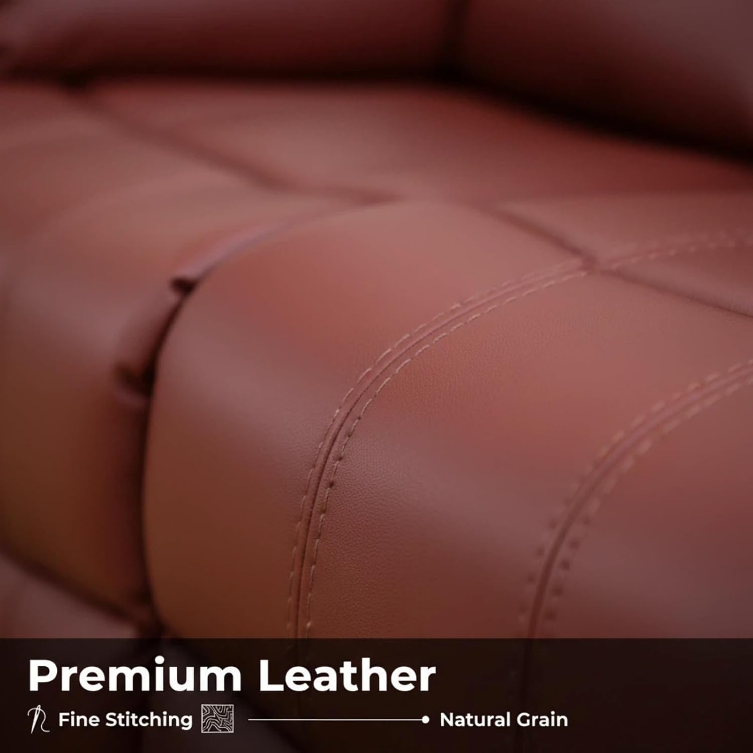 Leather Recliner Sofa Set, Living Room Furniture Set, Adjustable Backrest Reclining Loveseat Sofa with Storage Console & Cup Holders, Manual Recliner Chair for House, Home Theater, Red