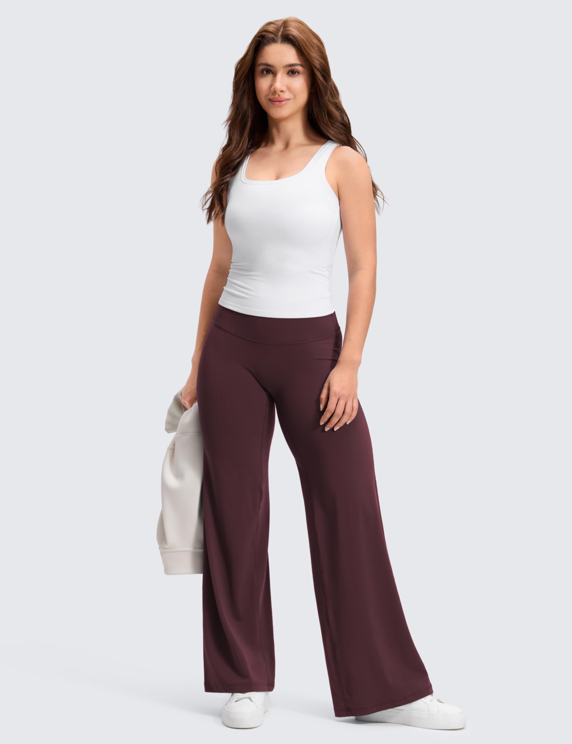 CRZ YOGA Donna Senza Cucitura Frontale Pantaloni Gamba Larga 71cm/76cm/81cm - Vita Alta Yoga Lounge Comodo Casual