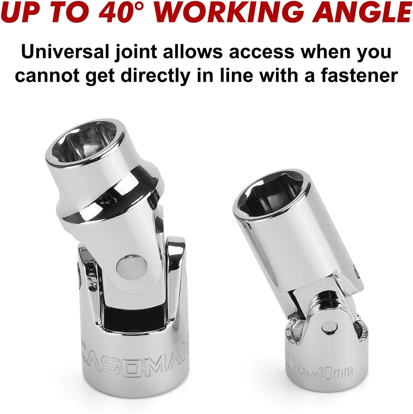 CASOMAN 10-Piece Impact Socket & Flex Socket Set - 10mm, 1/4" & 3/8" & 1/2" Drive, 6-Point, Magnetic Impact Sockets, with Storage Rail