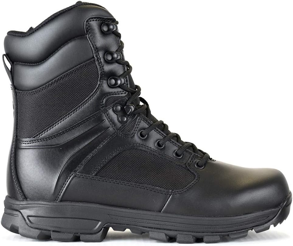 LA Police Gear Sector 8" Side-Zip Duty Boot, Men's Tactical Boots, Black Boots for Men