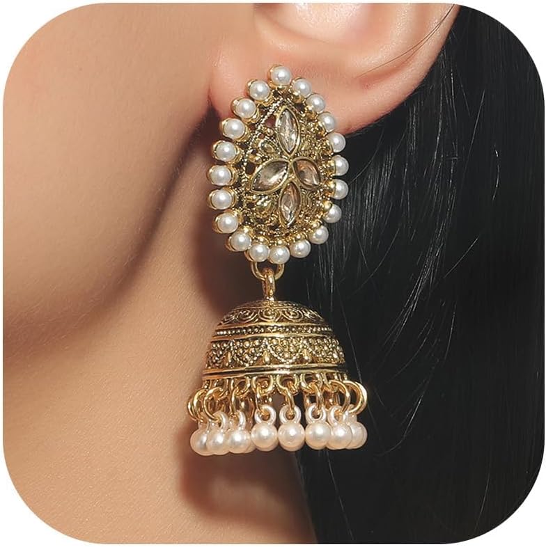Indian Gold Jewelry Earrings for Women Jhumkas Chandelier Dangle Earring Boll...