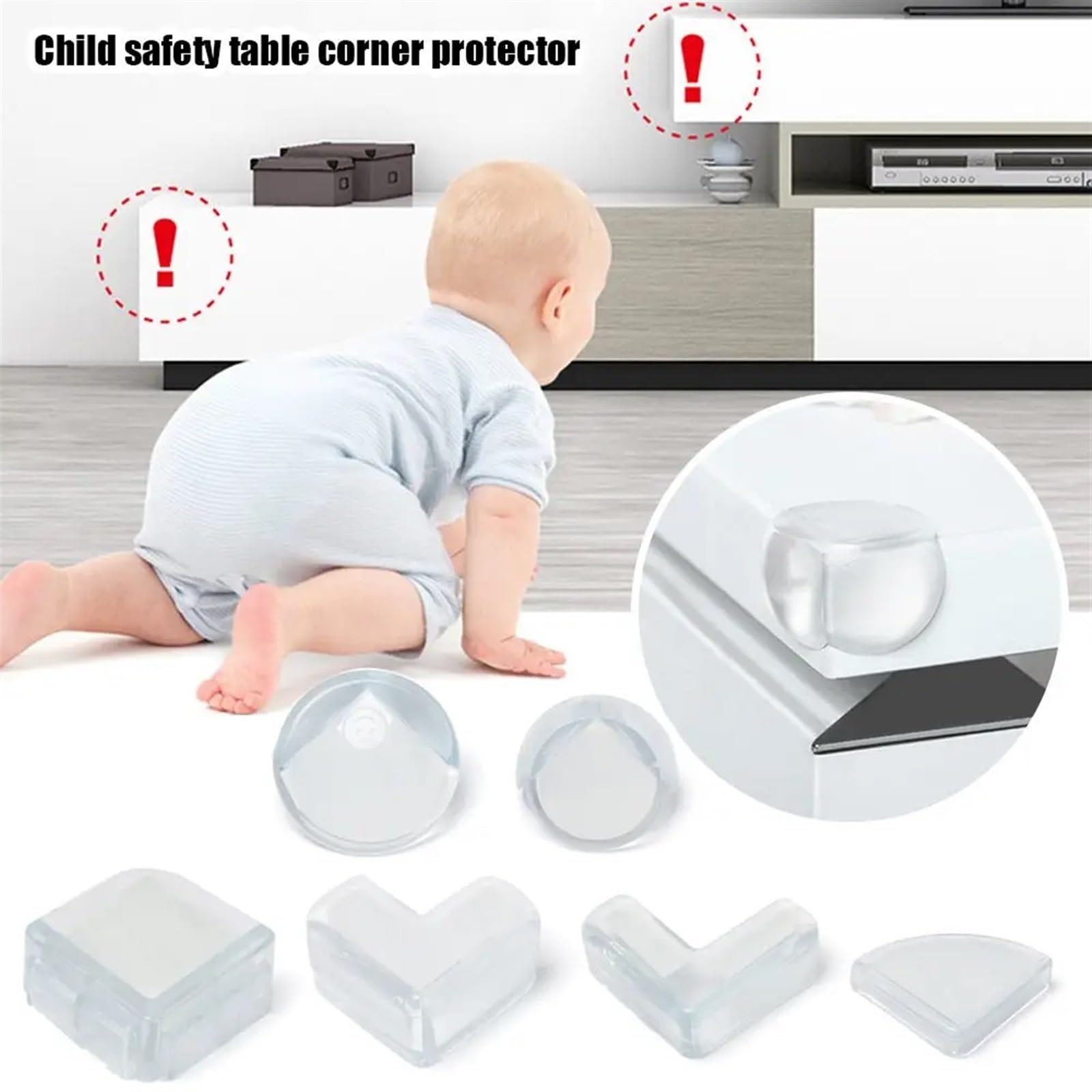 Protectores de Esquinas para mesas, Seguridad Infantil, 4 Piezas, Tiras Protectoras de Silicona anticolisión para Escritorio.