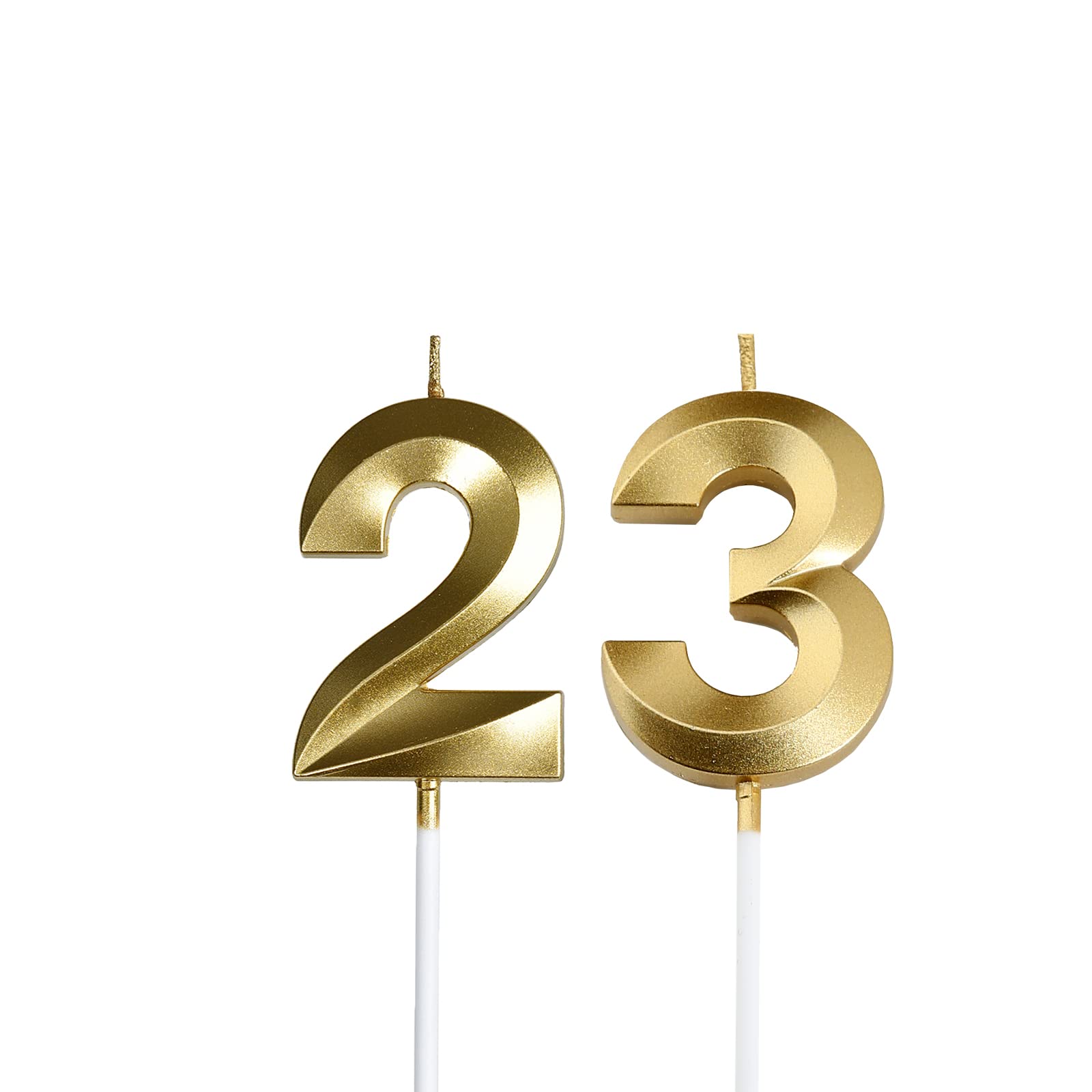 Velas doradas de 23 y 32 cumpleaños, decoración dorada para tartas con número 23 y 32 para decoración de cumpleaños, decoración de fiesta