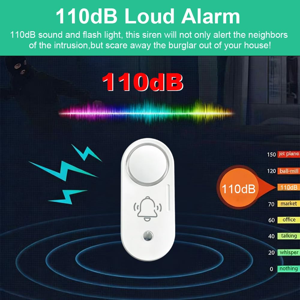 Haozee Zigbee Funk-Sirenenalarm, 110 dB lauter Sicherheitsalarm | batteriebetrieben,smarte App-Steuerung & Szenenverknüpfung, einfache Installation, kompatibel mit Home Assistant
