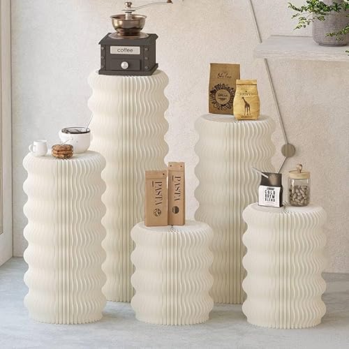 Space-Saving Foldable Round Display Table, Expandable Accordion Cylinder Stand, Compact