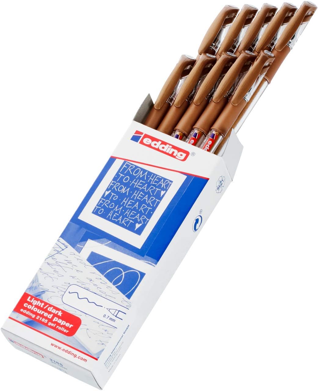edding 2185 gel roller, copper, box of 10, 0.7 mm, gel pen for writing drawing, colouring mandalas, bullet journals - Image 3