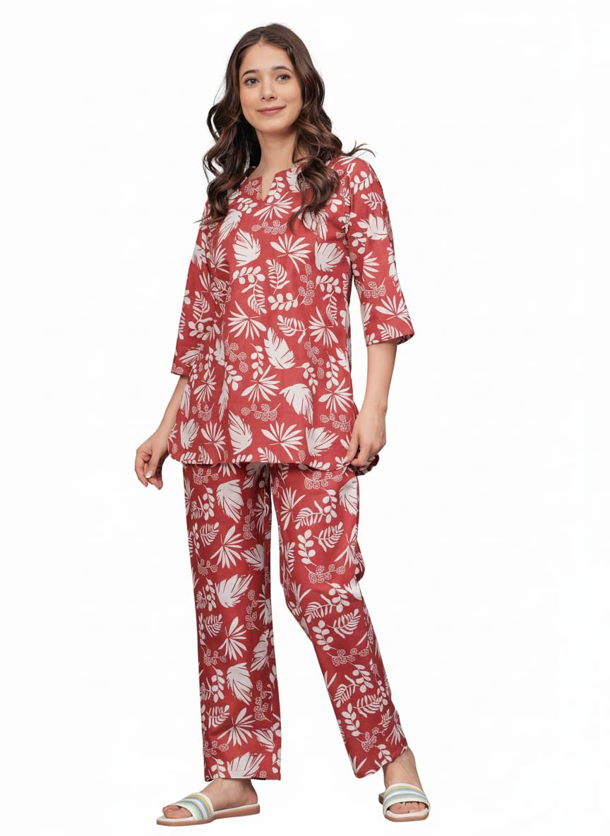 Women’s Printed Nightsuit Pajama with Top Lightweight Soft and Comfy Sleepwear for Girls and Women-image-27