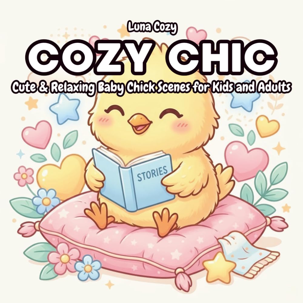 Cozy Chick Coloring Book: Cute and Relaxing Pages with Adorable Baby Chicks and Cozy Animal Scenes