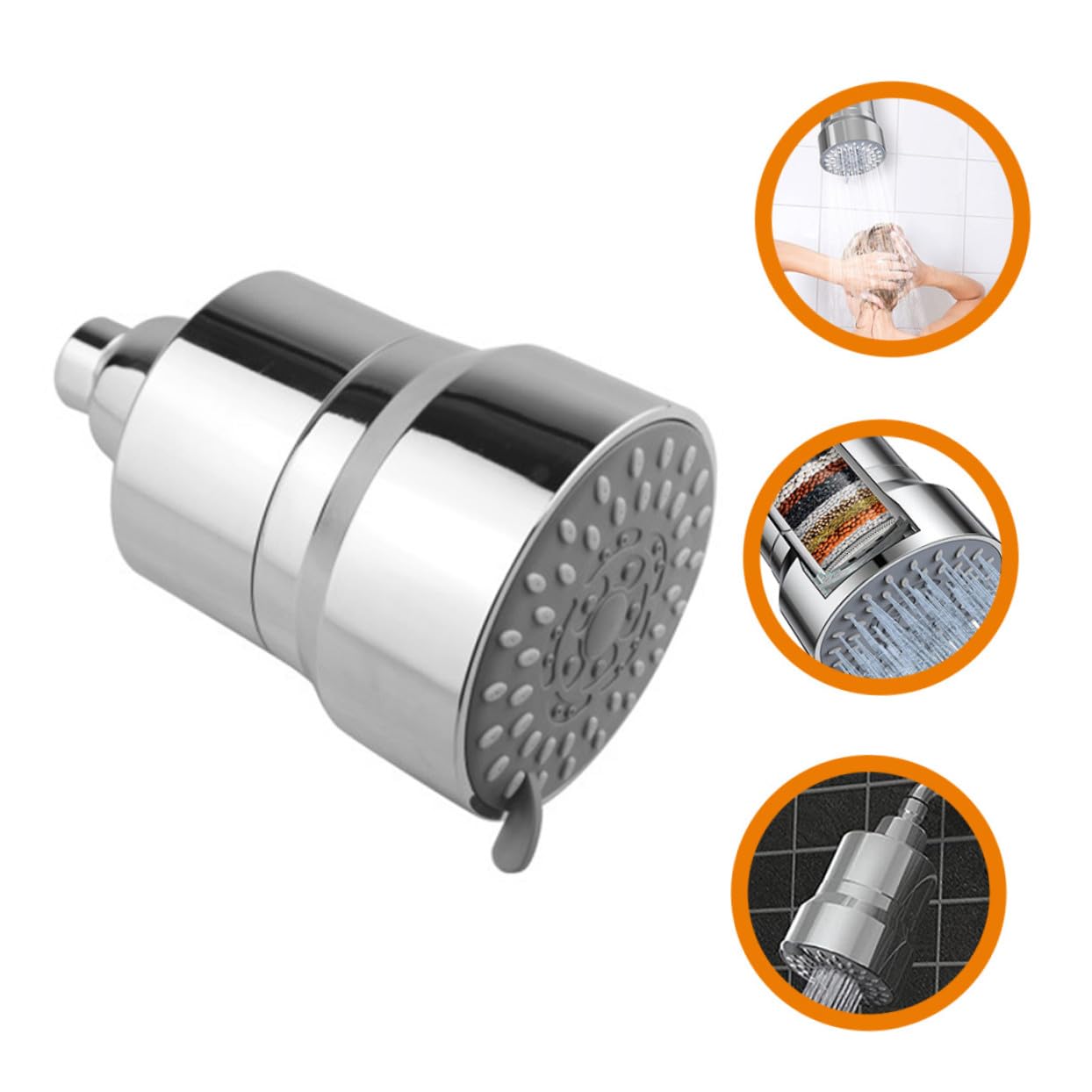 jojofuny Filter Duschkopf Abs Metall Mit 15-stufigem Wasserfilter Chlorentfernung Für Weicheres Wasser Gleichmäßiger Strahl Für Kinder Erwachsene Dusche