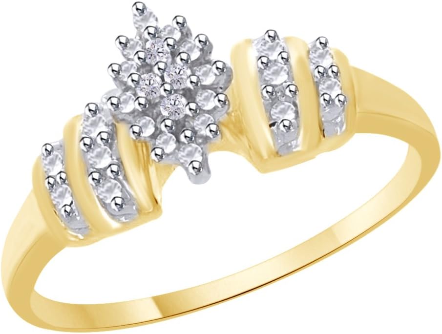 White Natural Diamond Accent Cluster Engagement Ring 14K Gold Over Sterling Silver (0.02 Cttw)