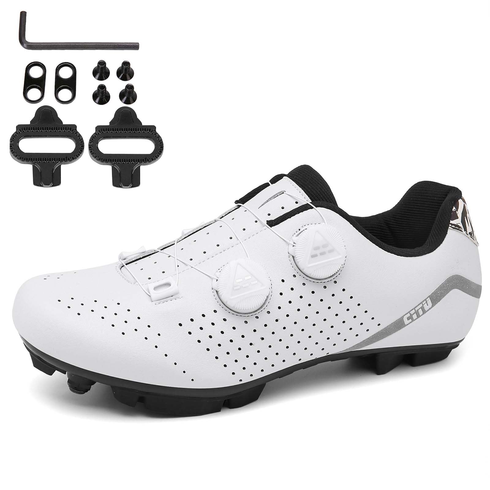 NGARY MTB Schuhe Fahrradschuhe Herren Damen kompatibel mit SPD 2 Schrauben mit Cleats, Mountainbike Schuhe Unisex Radsportschuhe Draussen