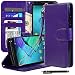 Moto X Pure Edition Case, Moto X Style Case, Style4U Premium PU Leather Stand Wallet Case with ID Credit Card / Cash Slots for Motorola Moto X Style / Pure Edition (2015 Release) + 1 Stylus [Purple]