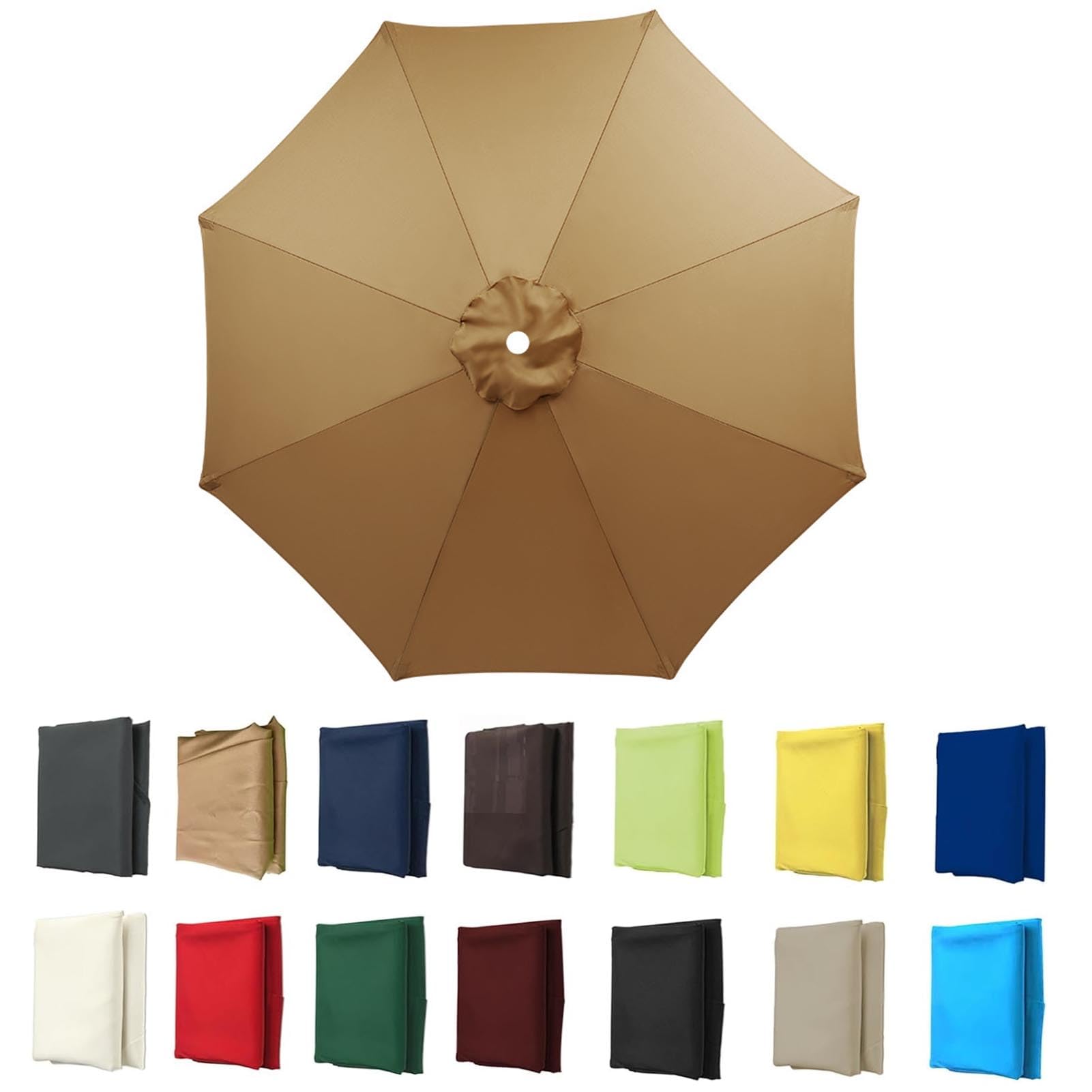 2m-3.5m Replacement Parasol Canopy, Umbrella Replacement Fabric, UPF 50+ Garden Parasol Replacement Canopy, Outdoor Replacement Fabric, 6/8 Rib for Garden Umbrella (Khaki,8ribs:2.7m/8.8ft)