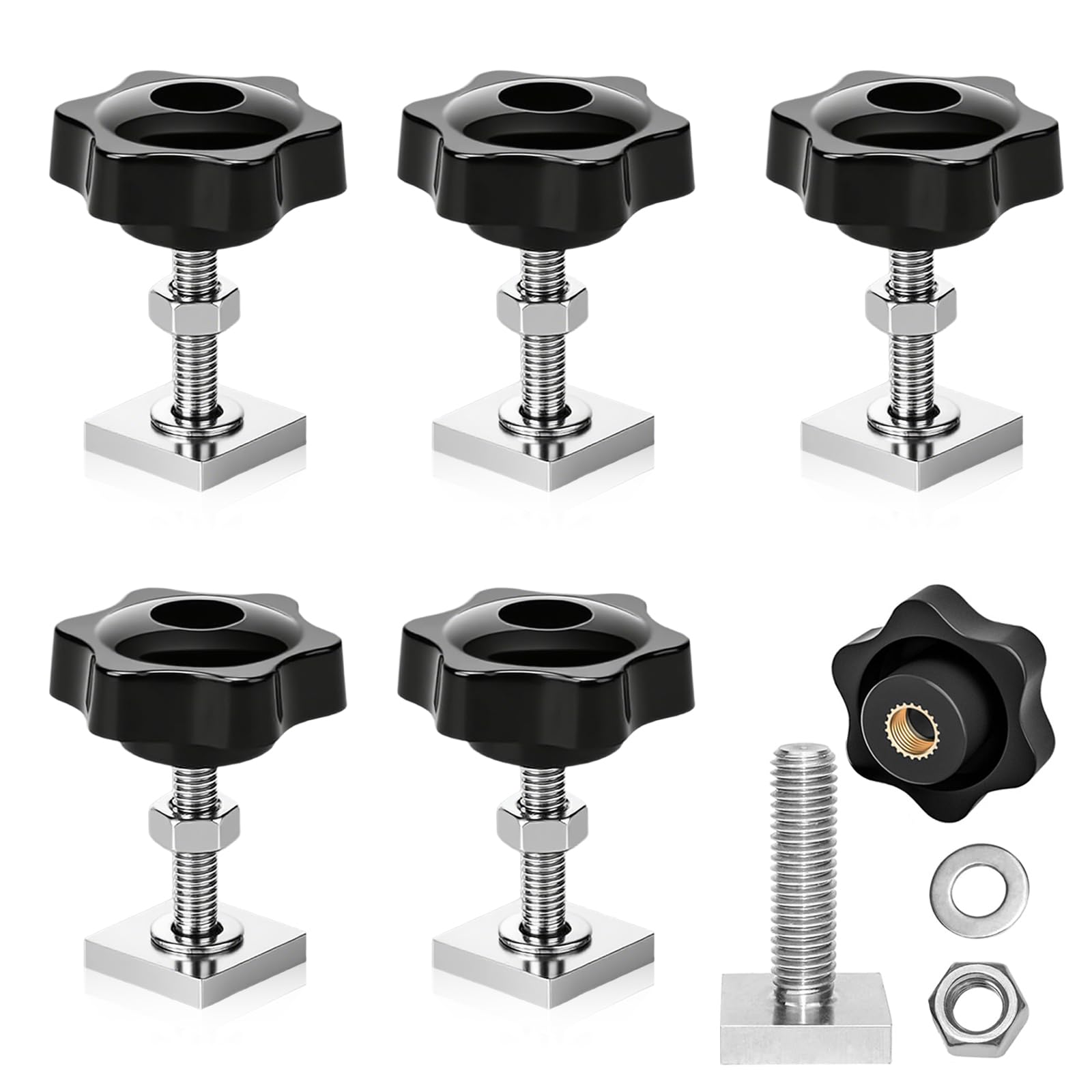 6 viti per scanalature a T, in acciaio inox M8, per tetto, compatibile con barre per tetto, barre portapacchi e binari