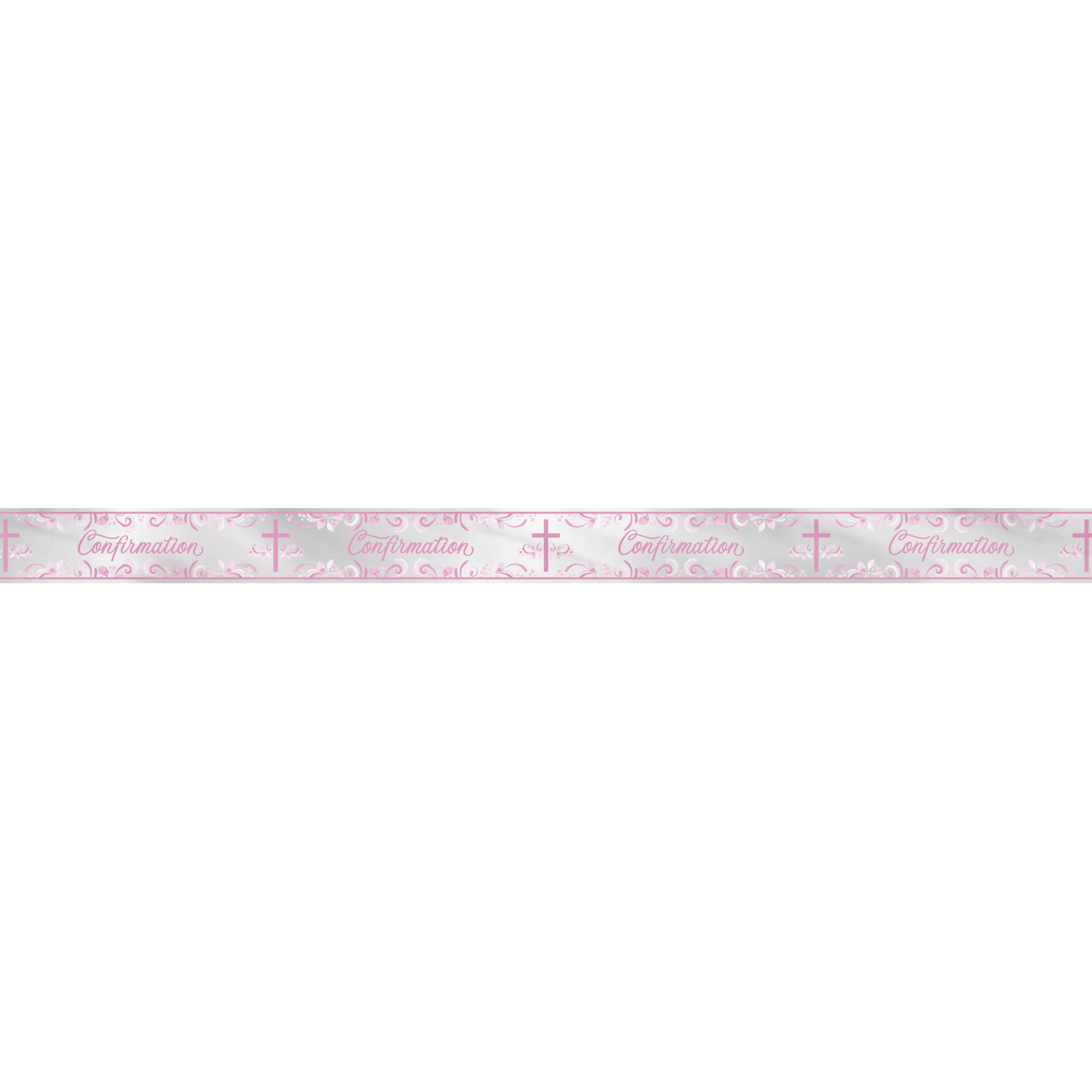 Confirmation Banner Party Decoration Pink Silver Foil Bunting Garland Banner