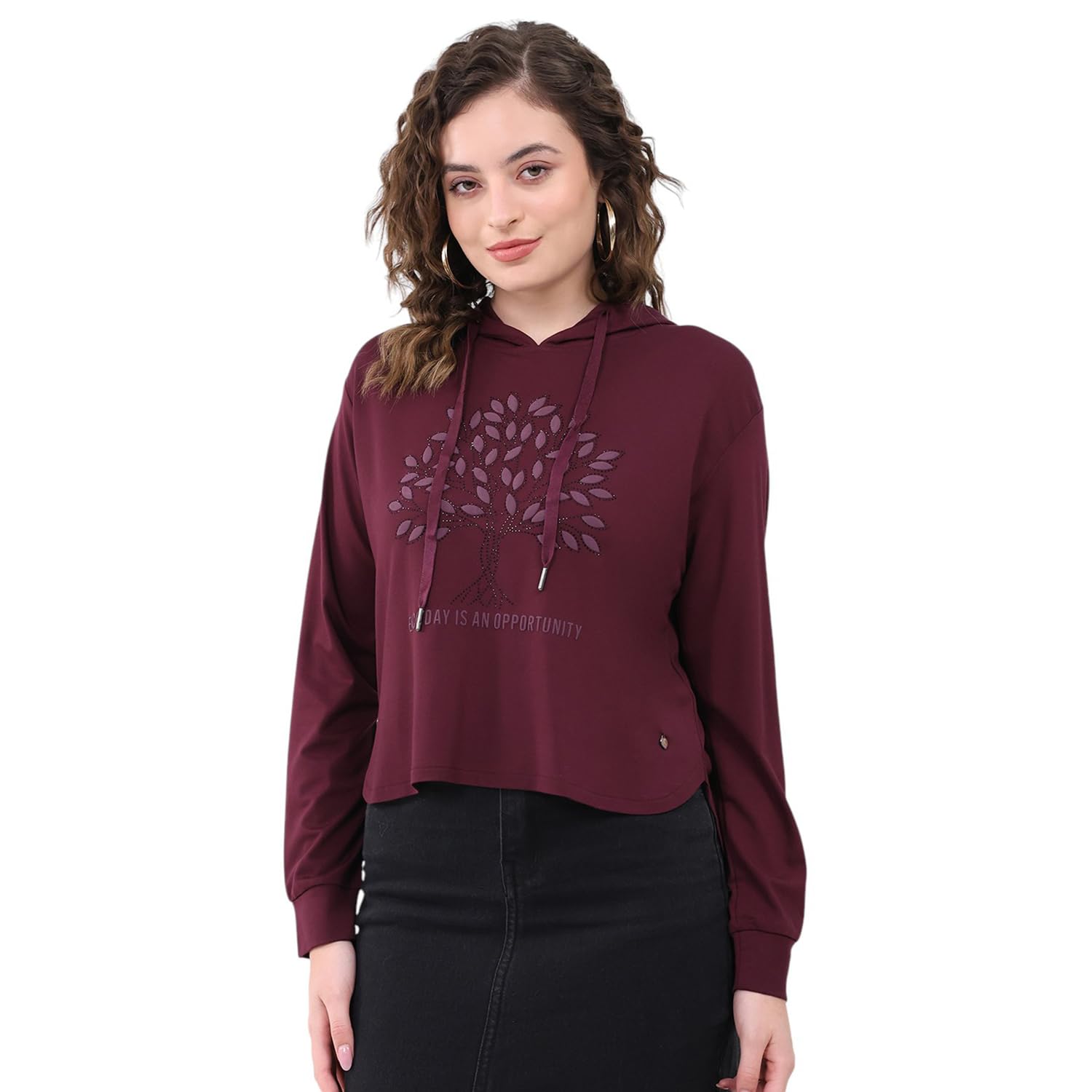 Women’s Regular Fit Printed Hooded Neck Full Sleeve Winter Top | Trendy Printed Design | Warm Comfortable Fabric | Stylish Winter Wear Top for Women (Pack of 1)