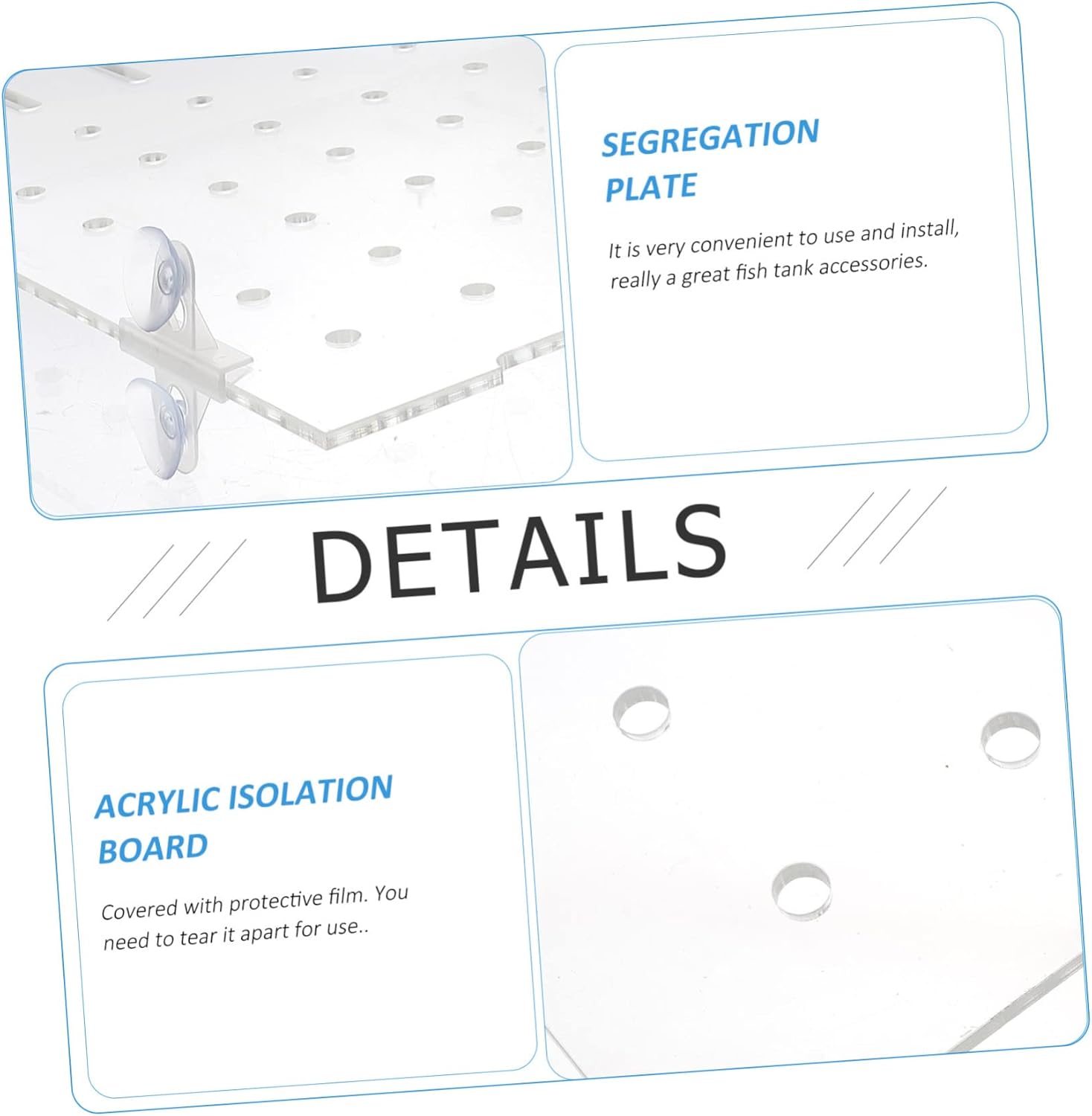1set Creative Fish Tank Isolation Plate Aquarium Divider for Safe Fish Segregation Easy Installation Includes Fixed Clips Thick
