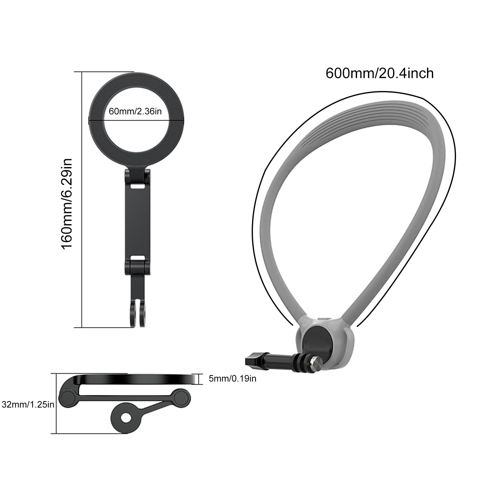 Sxhlseller Soporte Magnético para Teléfono con Cuello para Grabación, Soporte para Teléfono POV Manos Libres con Correa Ajustable, para Móvil con para Cuello para