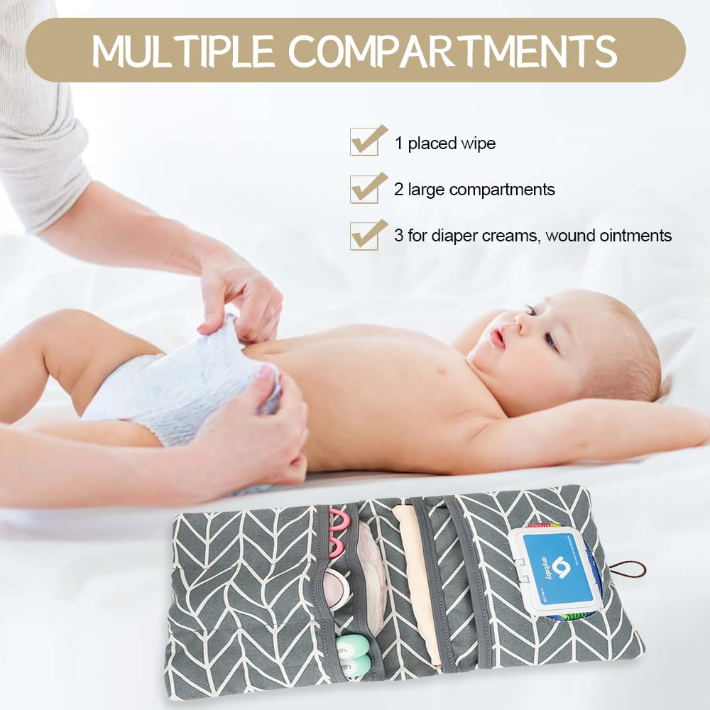 Windeltasche Organizer Baby Windeltasche für Unterwegs Kleine Wickeltasche mit Wickelunterlage Diaper Bag Wickeltasche Organizer Windeletui Changing Pouch Tasche Windeln Feuchttücher-Tierwelt