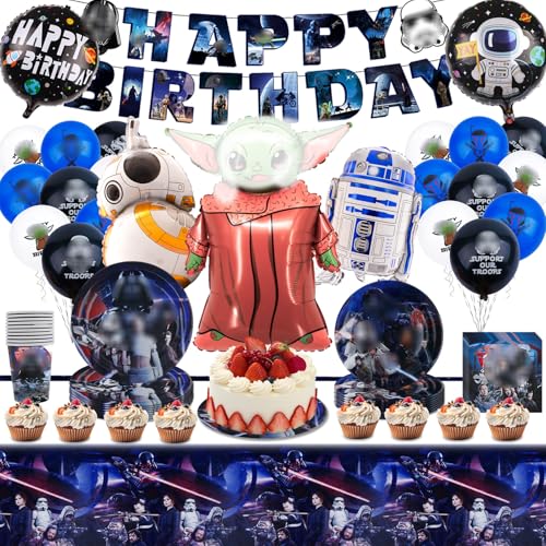 75 Stück Star Geburtstagsdeko Partygeschirr Pappteller Kindergeburtstag Party Teller Becher Ballon Geburtstag Deko für 10 Personen