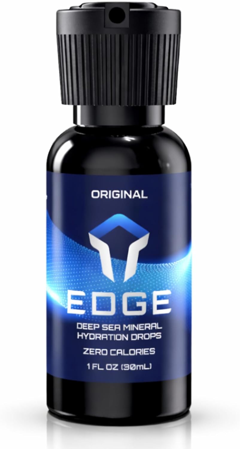 Edge Hydration Sport Electrolyte Drops, Unflavored Trace Minerals & Deep Sea Electrolytes for Instant Hydration, Zero Sugar Liquid Hydration Drops for Water, Workout, Running, Travel
