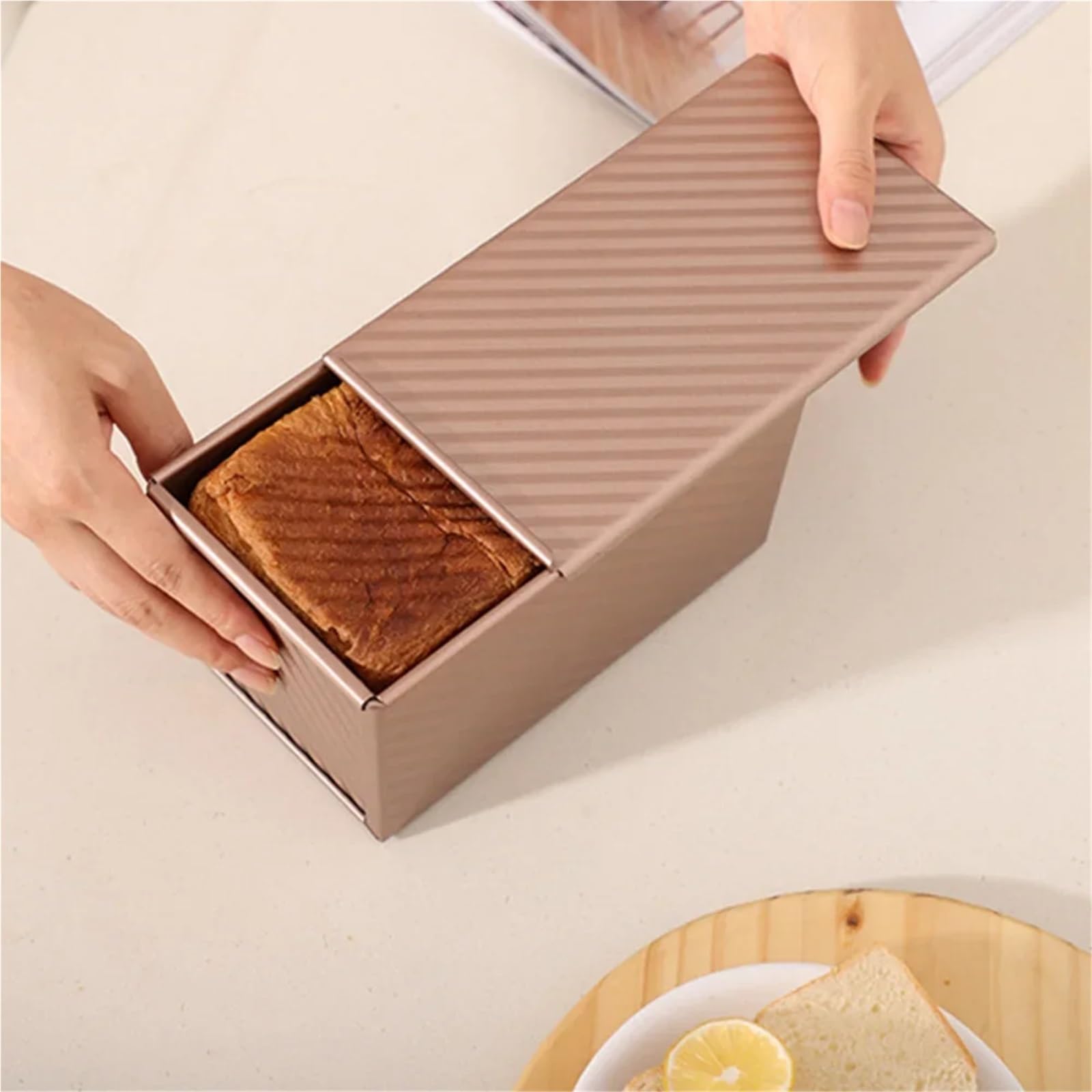 1 molde para tostadas, molde antiadherente para hornear pan, caja de tostadas con tapa, caja de tostadas antiadherente, herramientas para hornear el hogar (rosa L)