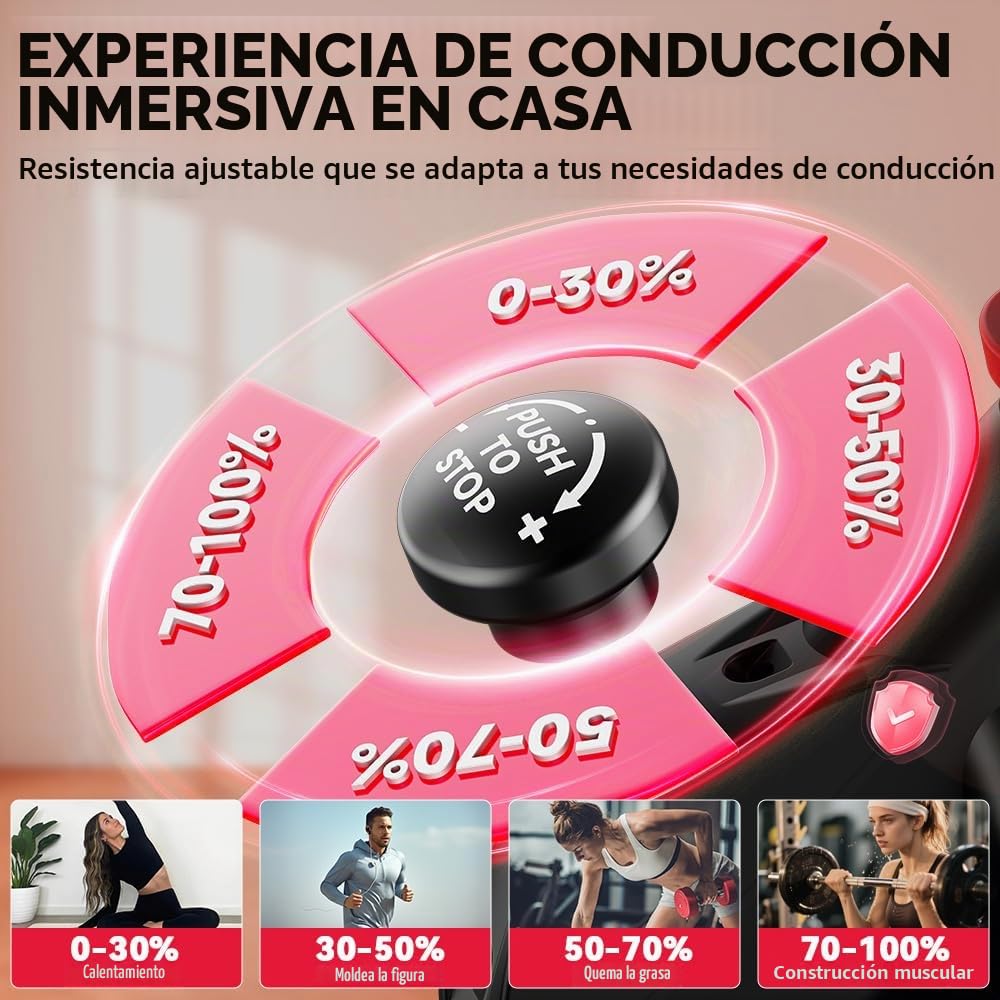 Bicicleta estática estacionaria, equipo de gimnasio en casa, asiento y manillar ajustables, monitor LCD y soporte para tableta, 0-100% de resistencia, entrenamiento cardiovascular en