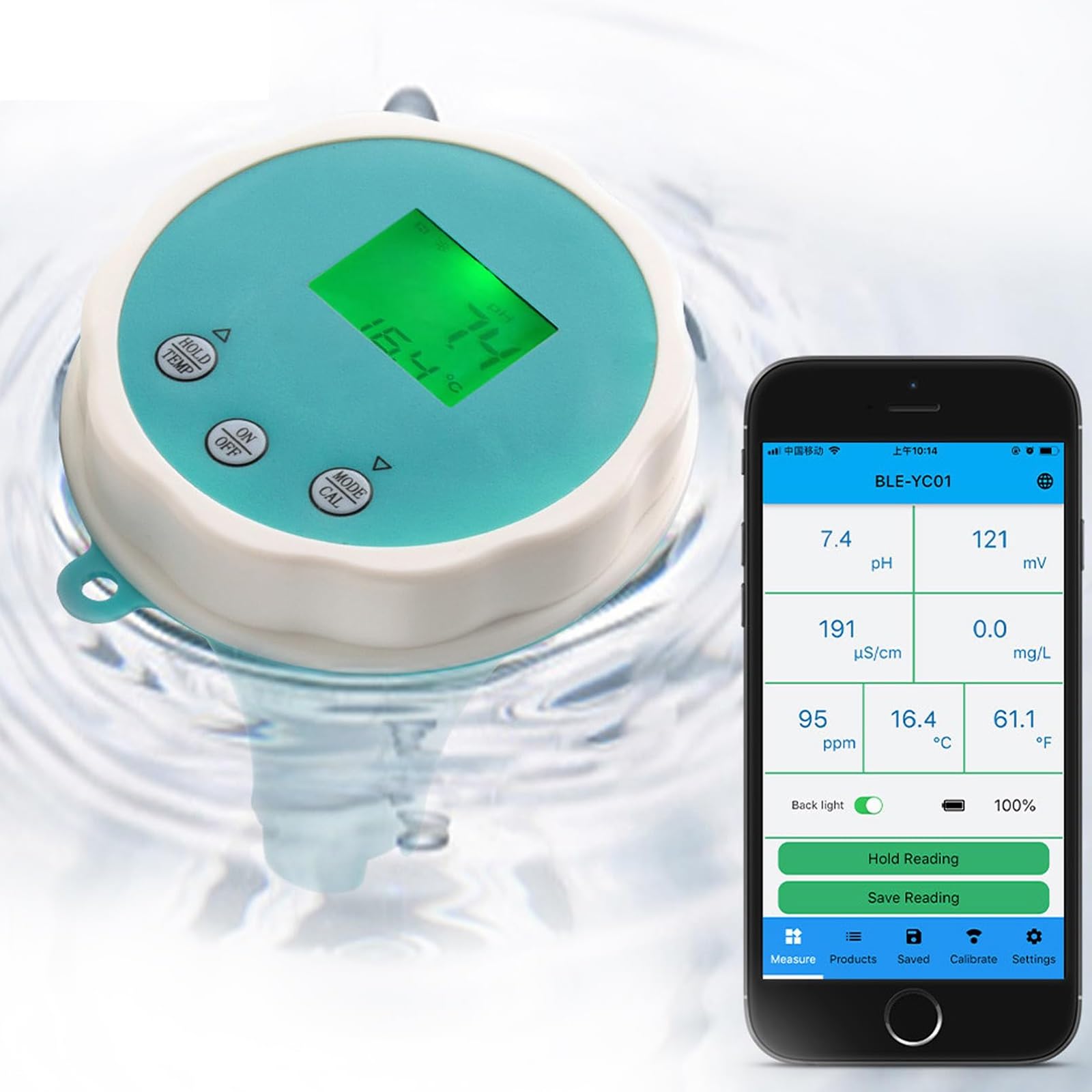 Misuratore di test dell'acqua – Tester Bluetooth per il monitoraggio del pH e del cloro in piscine, vasche idromassaggio e spa