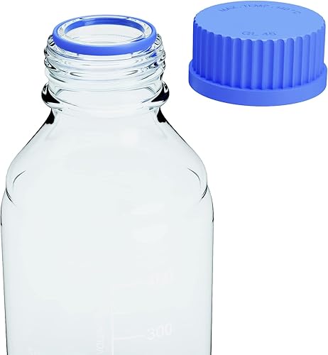 Vista 4 de Botellas de vidrio de almacenamiento de 16.9 fl oz, 2 botellas redondas de almacenamiento de medios, botellas de vidrio de borosilicato, botellas