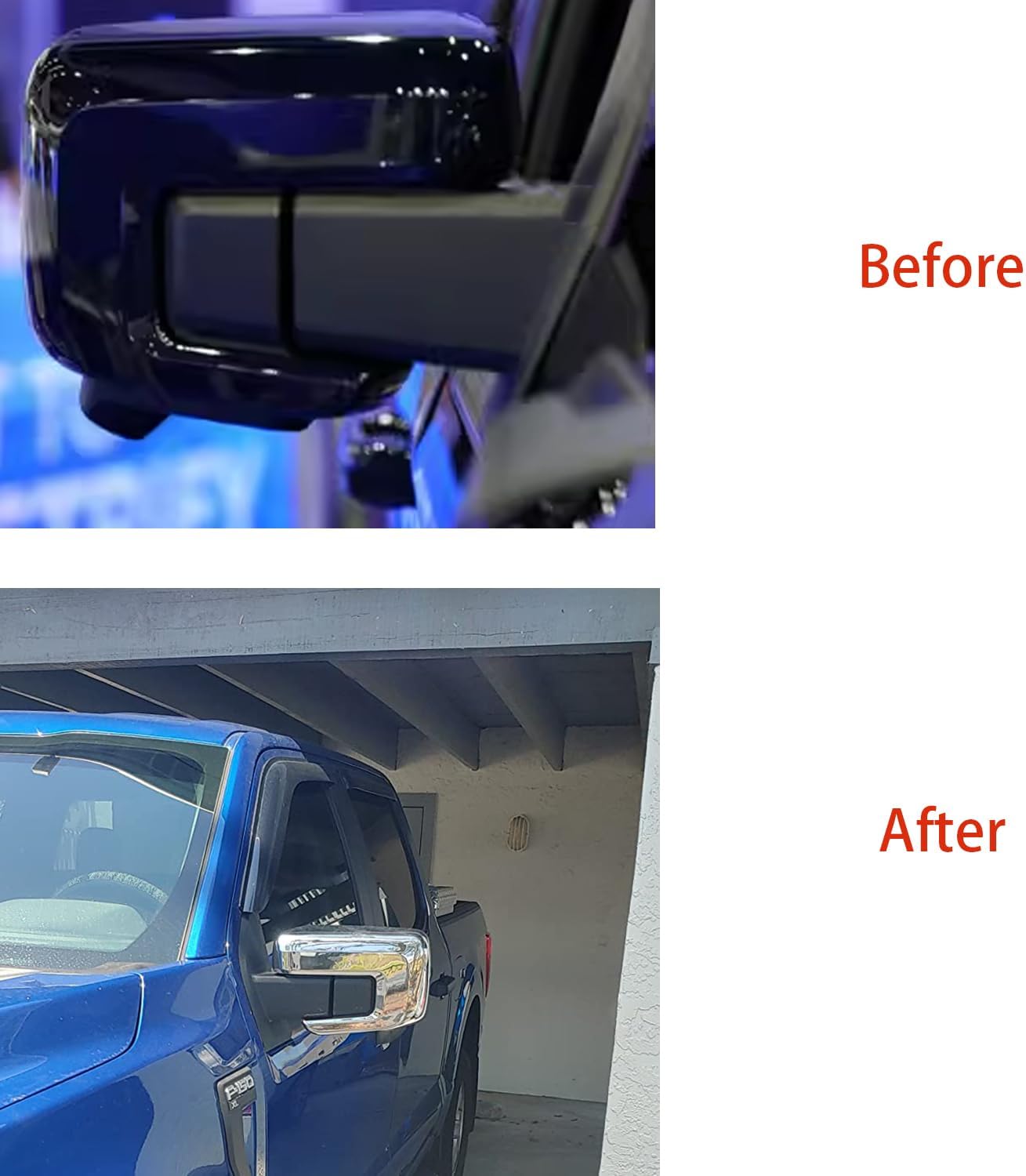 Rear Car Review Side Mirror Cap Cover for Ford F150 F-150 2021 2022 2023 Exterior Accessories Decoration Bezel Cap 2PCS/Set ABS Chrome