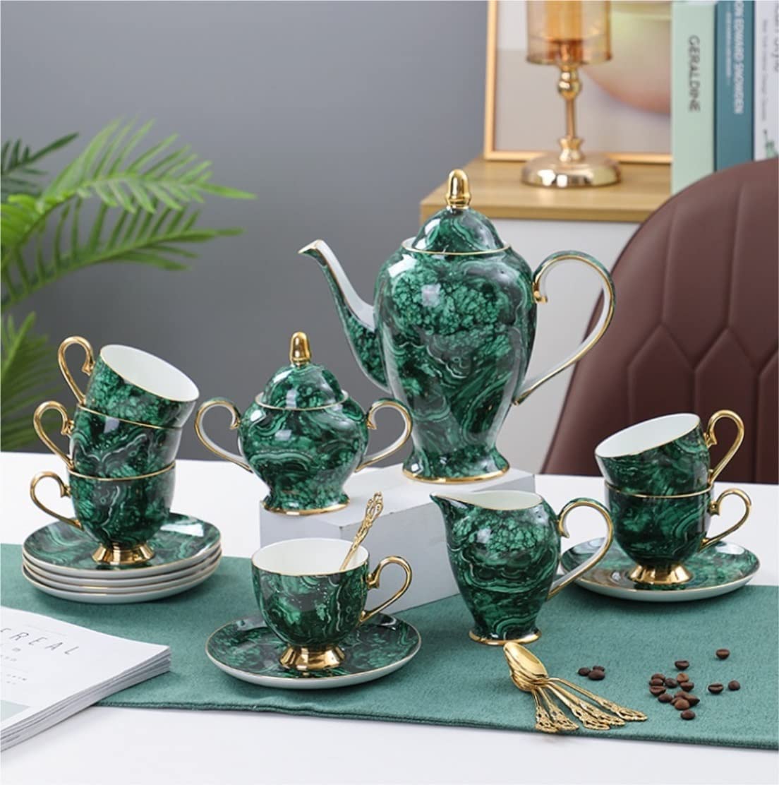 Zestaw Do Herbaty 21 Sztuka Ceramika Zestaw Do Herbaty Dla 6 Osób Strona Główna Cukiernica Czajniki Mleka Europejska Porcelana Kostna Teaware I Kawy Akcesoria Kuchenne