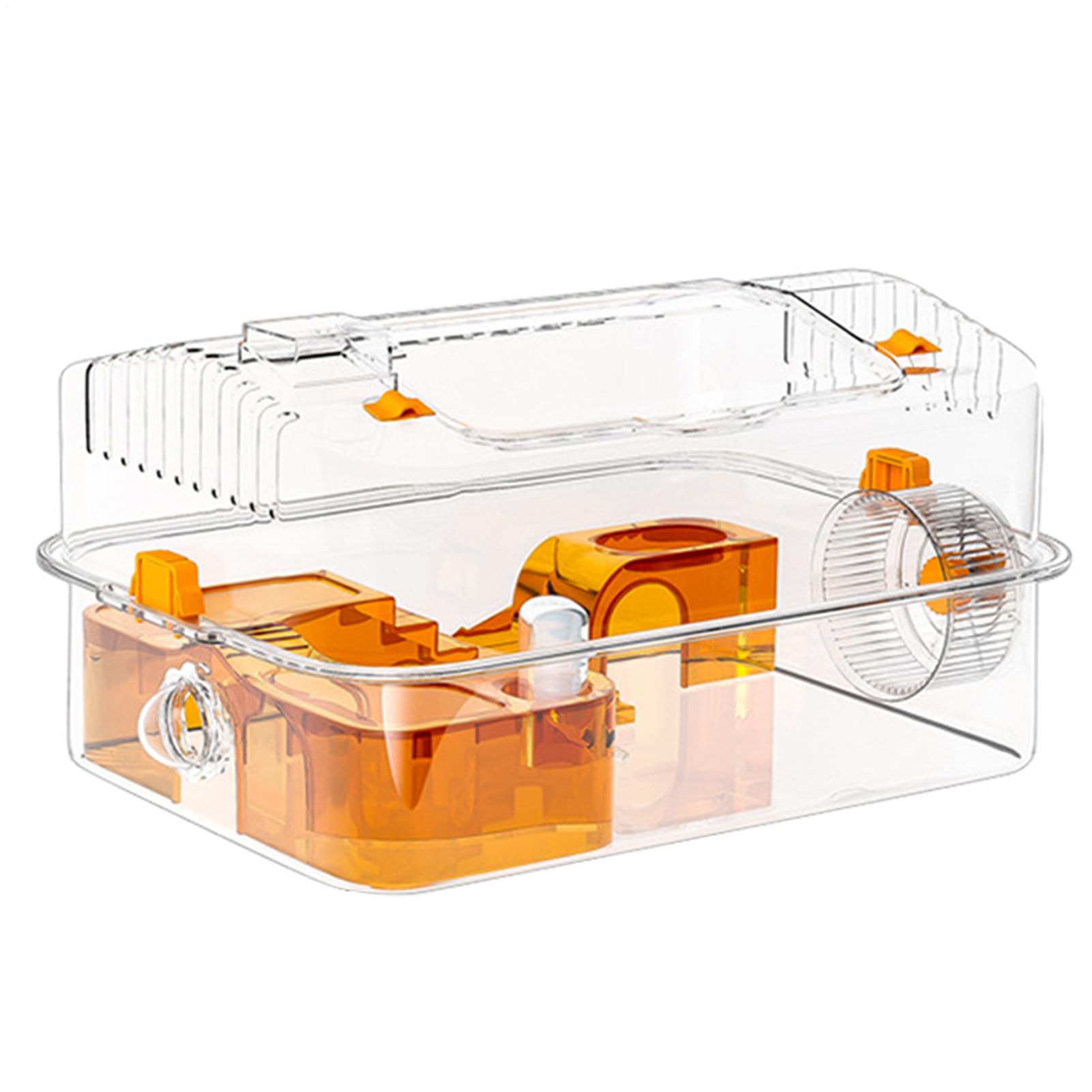 Gabbia Per Criceti | Gabbia per Piccoli Animali con Apertura Superiore - Ambiente Attività Trasparente Decorativo con Distributore e Ruota per Nascondigli, Gioco e Riposo per Cincillà
