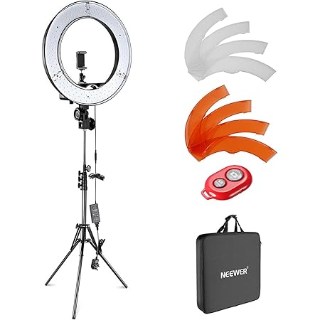 Neewer Camera Photo Video Lighting Kit: 48 centimeters Outer 55W 5500K Dimmable LED Ring Light Light Stand Bluetooth Receiver for Smartphone Youtube Self-Portrait Video Shooting