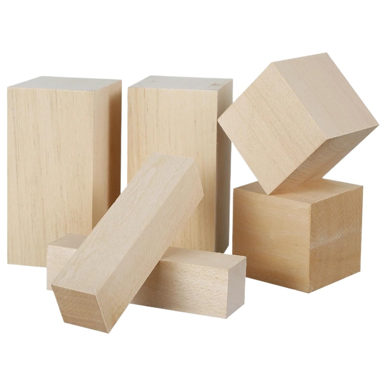 LSNNMU 10 Pcs Basswood Carving Block Natural Cork Unfinished DIY Wood Crafts Art Supplies for Beginners/Craft Lovers for Crafts