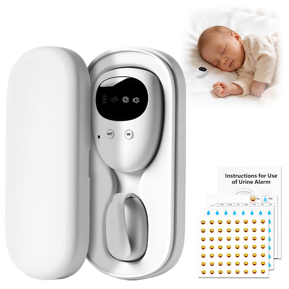 OFFCUP Alarma InaláMbrica para Enuresis, Carga USB, Inalámbrica Enuresis Alarma con 3 Modos, Vibración, Sonido, Vibración y Sonido, para Niños, Adolescentes y Personas Mayores (Pantalla Negra)