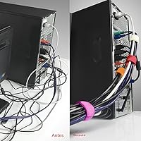 Vista 3 de PASOW - 50 piezas, sujetacables reutilizables, organizador de cables, sostén para cuerdas, 17.7 cm (blanco)