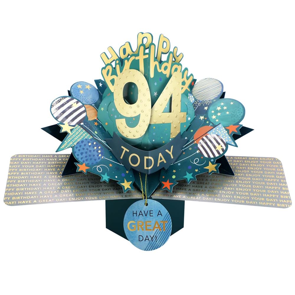 94 Today Happy 94th Birthday Pop-Up Greeting Card Love Kate's Pop Up Cards Him Design POP237MC94 — image 1