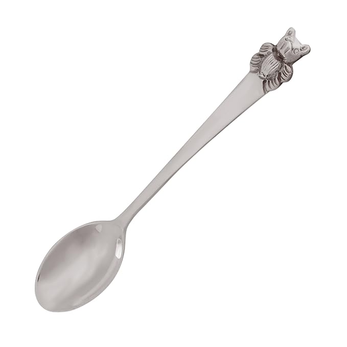 Osasbazaar Sterling Silver Baby Spoon - Teddy Bear Design - 90%-92.5% Pure BIS Hallmarked