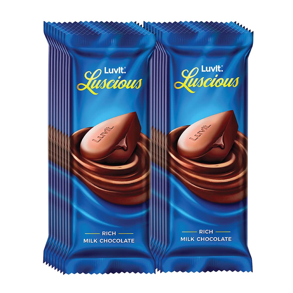 LuvIt Luscious Milk Chocolate Bars | Multipack | Deliciously Smooth | Pack of 15-54g Each
