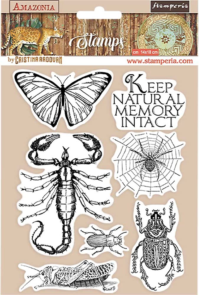 Stamperia HD Natural Rubber Stamp Amazonia Butterfly, Wooden, 14 x 18 cm