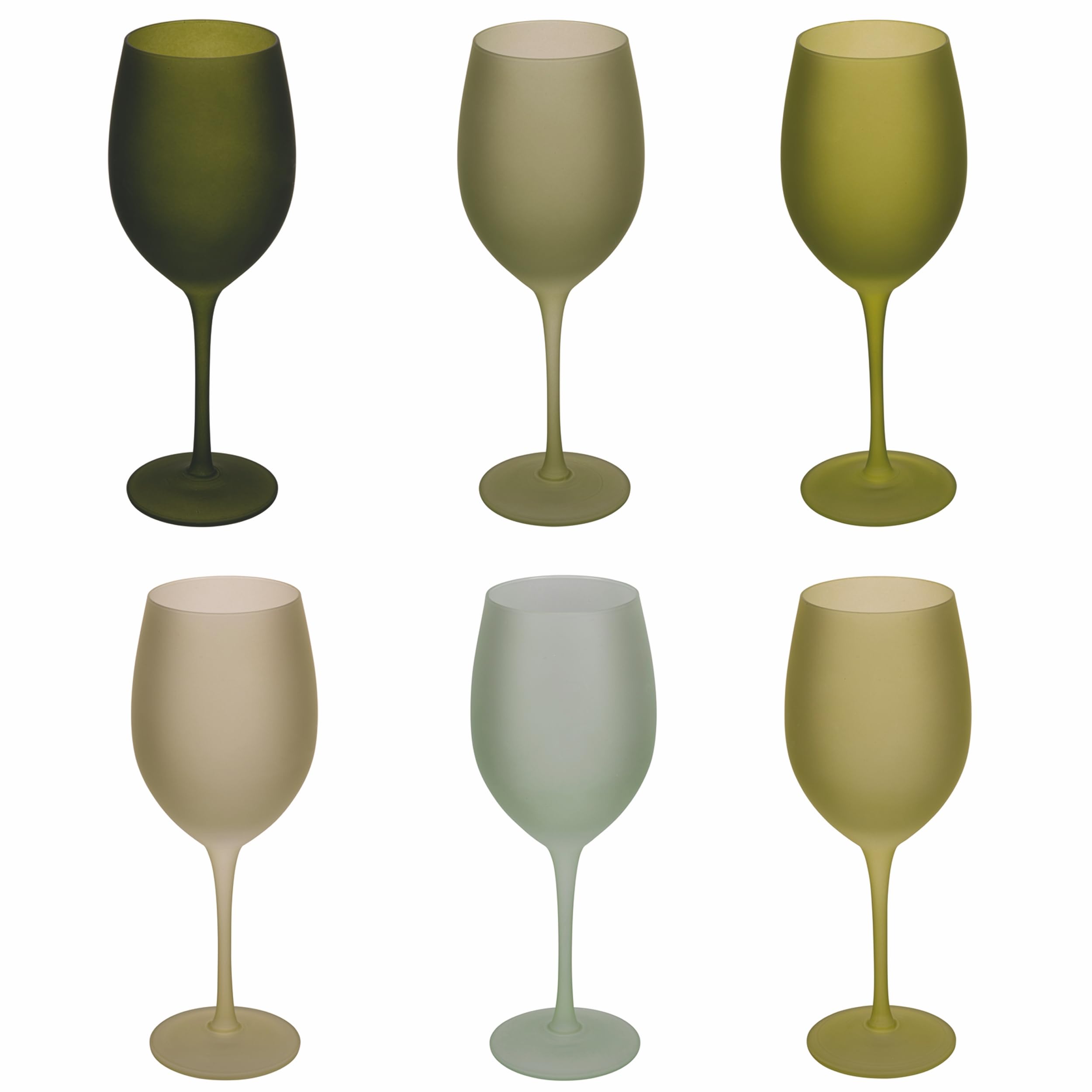 Villa d'Este Home Tivoli Zestaw 6 kieliszków 650 ml frosted szklane, Happy Hour Greenery