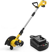 GarveeTech 20V Cordless Lawn Edger, 9-Inch Steel Blade, 4.0Ah Battery, Adjustable Depth for Sharp Yard Edges