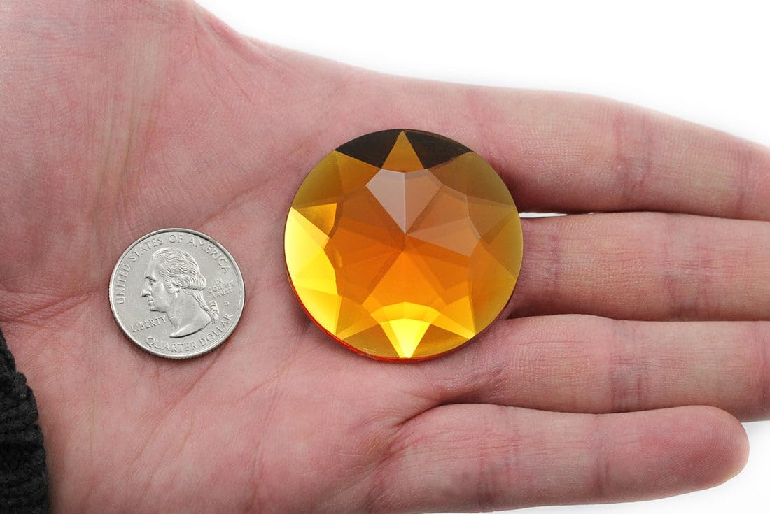 Allstarco Orange Hyacinth H125 43Mm Large Flat Back Round Acrylic Rhinestones Plastic Circle Gems For Costume Making Cosplay Jewels Pro Grade Embelishments - 4 Pieces