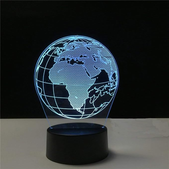 Dependable Industries inc. Essentials Dependable Industries 3D World Globe LED Light 7 Color Changing Table Light Night Light Optical Visual Illusion Lamp Acrylic photo 2
