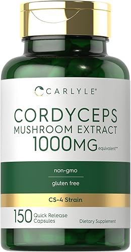 Carlyle Cordyceps Cápsulas de hongos de 1000 mg | 150 unidades | Extracto de hongos cepa CS-4 | Sin OMG y sin gluten