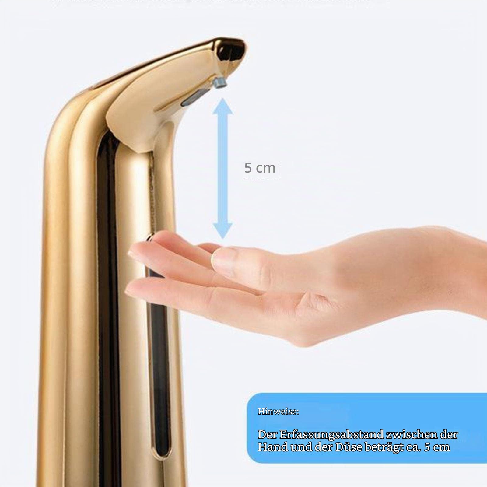 perfk Automatischer Seifenspender, Bad Seifenspender 400 Ml Kapazität, Berührungsloser Automatischer Seifenspender für Die Kitchen Hotel School, Goldene