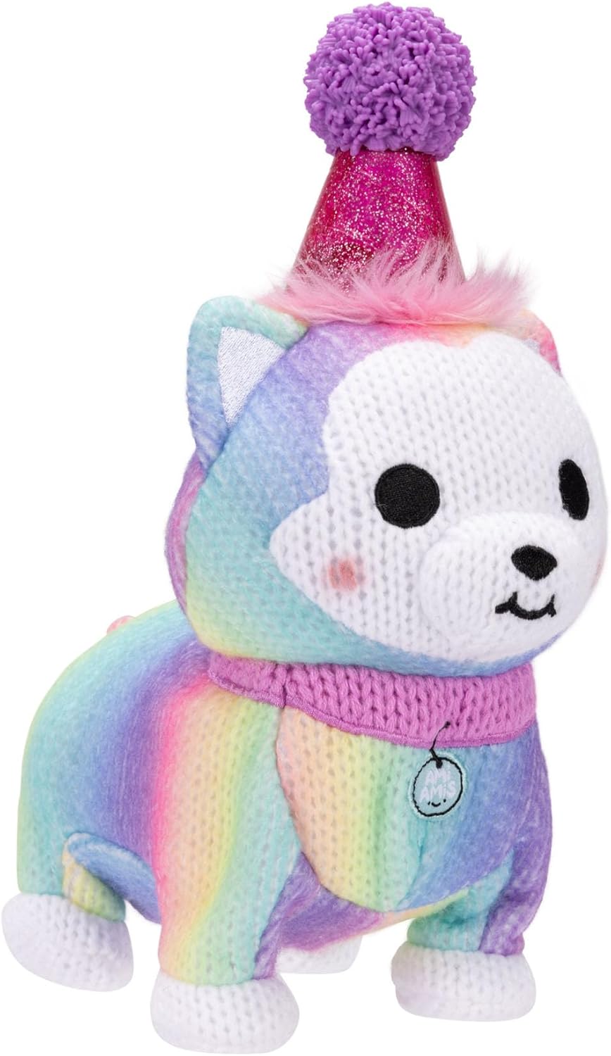 Rainbow Party Pal Ultimate Festive Fun Plush Toy with a Wiggle Walk, Plays Music & Horns, Confetti Surprise!, 10.7"